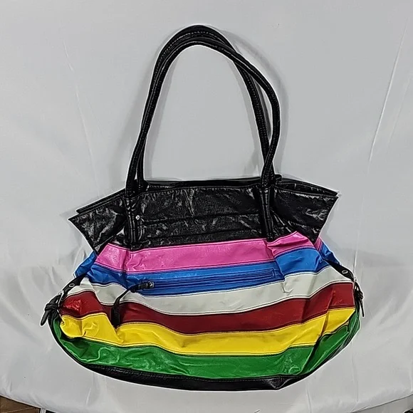 Colorful Striped Leather Bag - Picture 2 of 9